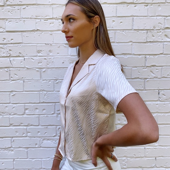 Zebra Champagne Silk Blouse - Picture 3 of 3